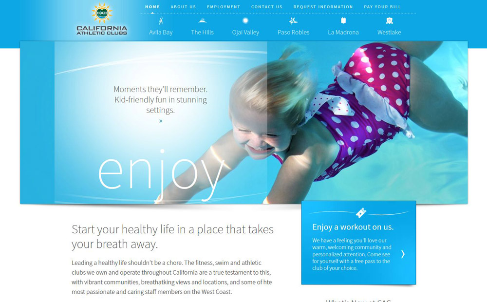 California Athletic Clubs Homepage close up